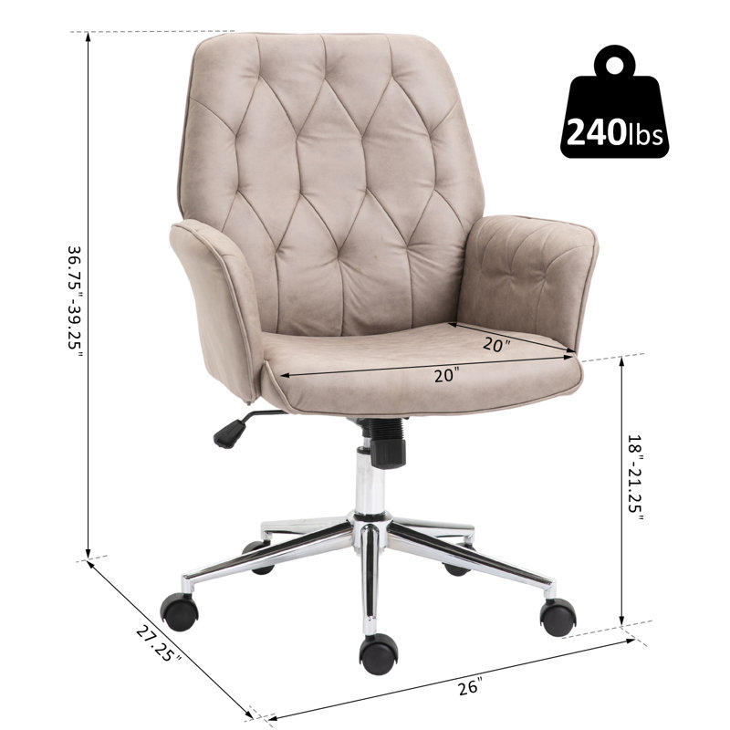 Light Grey Leather Swivel Task Chair with Chrome Base