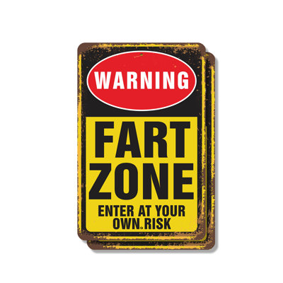 Warning Fart Zone (2 Pack) 8 Inch x 12 Inch Plastic Sign