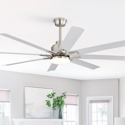 Ventilateur de plafond intelligent de 52 pouces avec lumières, 6 vitesses de vent, avec 8 pales en ABS, télécommande vocale, ventilateur pour la chambre à coucher, le salon, le patio, la cuisine, etc.