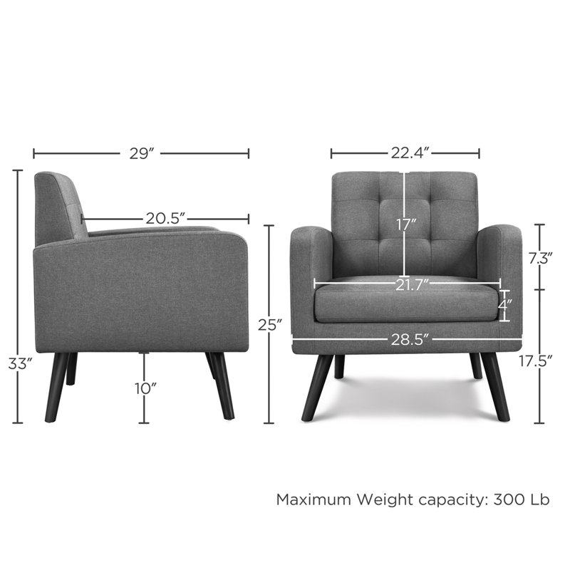 Brandalyn Upholstered Armchair, Dark Gray Polyester Blend
