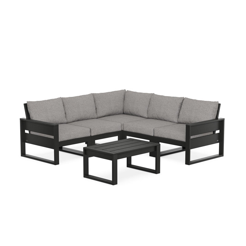 TREX Outdoors Eastport 5 - Person Outdoor Seating Group with Cushions, Black, Gray Mist