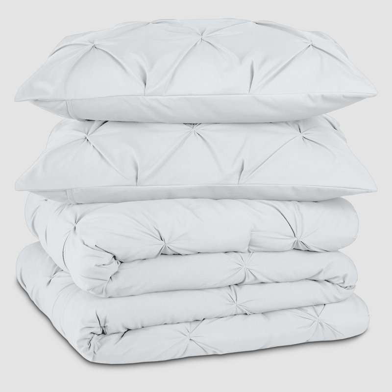 Microfiber Solid No Pattern Colour Duvet Cover Set with Pillowcases, Double Duvet Cover Set + 2 Pillowcases, White