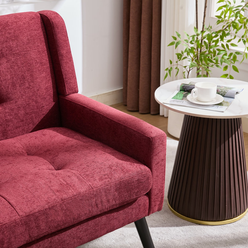 47.24" Wide Tufted Back 2-Seater Accent Chair With High-Density Foam Cushion Premium Linen/Suede Loveseat Sofa For Small Spaces