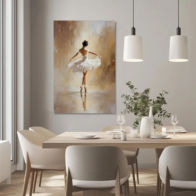 1Pc Framed Canvas Poster Print Ballet Dancer, White Tutu, Impressionist Oil Painting Style Wall Art Decor, Perfect for Room Decor Living Room Bedroom Office Kitchen Bathroom Home Decor, Ideal Home Wall Decoration Gift, 2D Flat