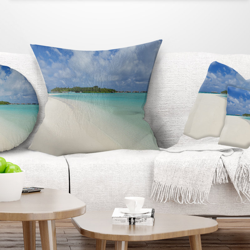 Coussin de plage tropical seascape calme mer, 16 po x 1 po, Coussin décoratif