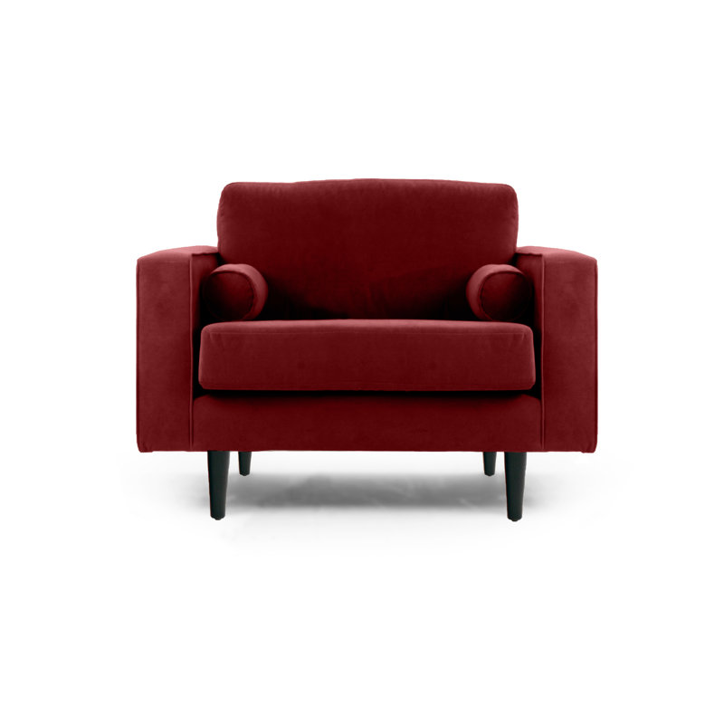 Boubacar 2 Seater Velvet Loveseat, Burgundy, Natural