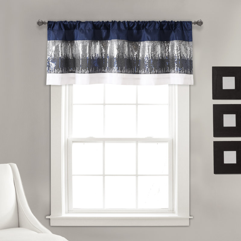 Cantonnière à fenêtre simple Lush Decor, Bleu marine / blanc