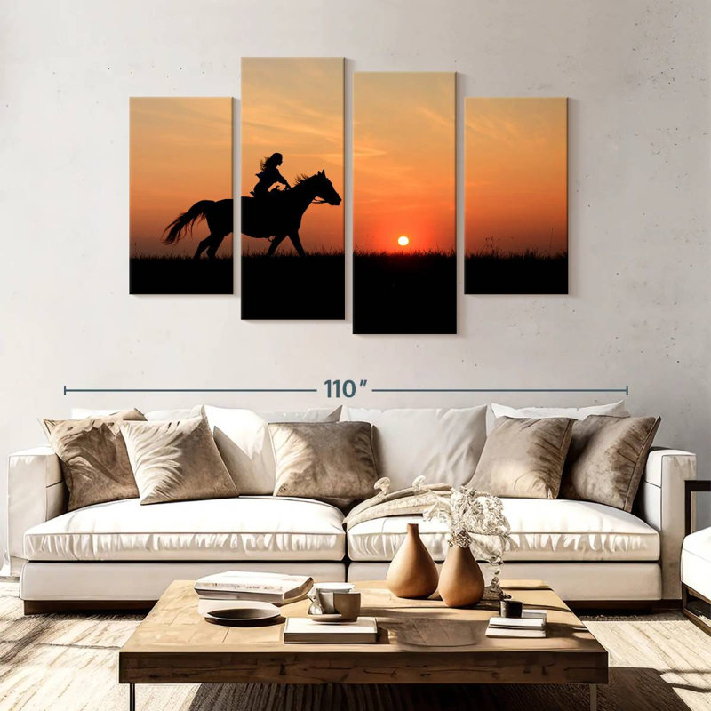 Fille Mehar avec cheval, H 54 po x l 84 po