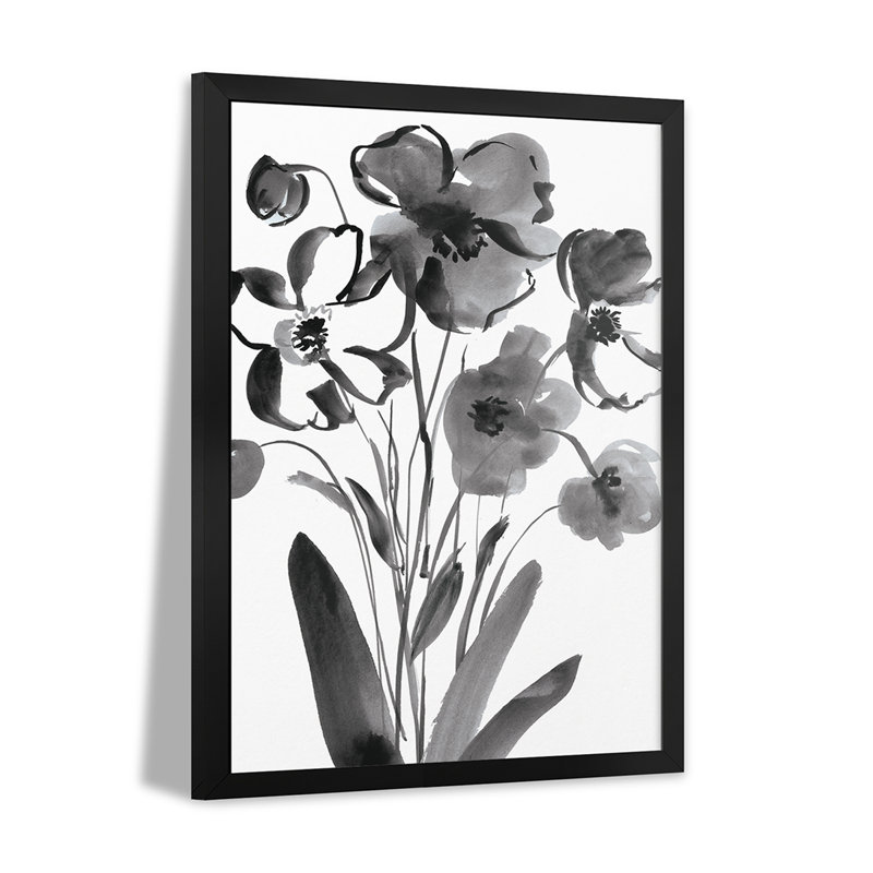Fleurs en noir et blanc - reproduction d'art mural - affiche de galerie, H 24 po x l 16 po