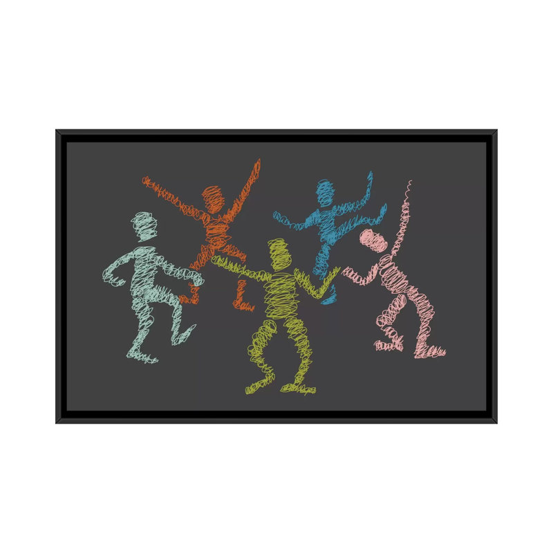 « danse fièvre », impression sur toile tendue, H 40 po x l 60 po x P 1,5 po, Toile avec cadre noir, Pas de tapis