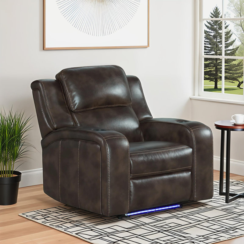 Silhouette Dual-Power Recliner with Dual-Power Recline & Headrest, Bolero Coffee Faux Leather