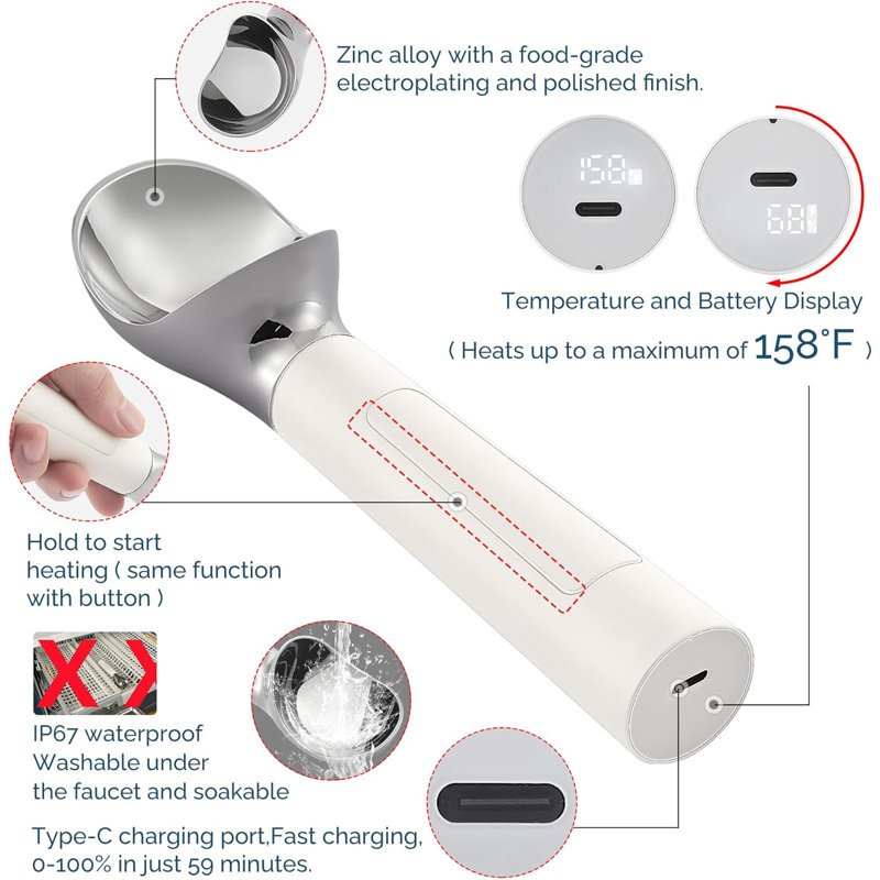 Usb Rechargeable Heated Ice Cream Scoop