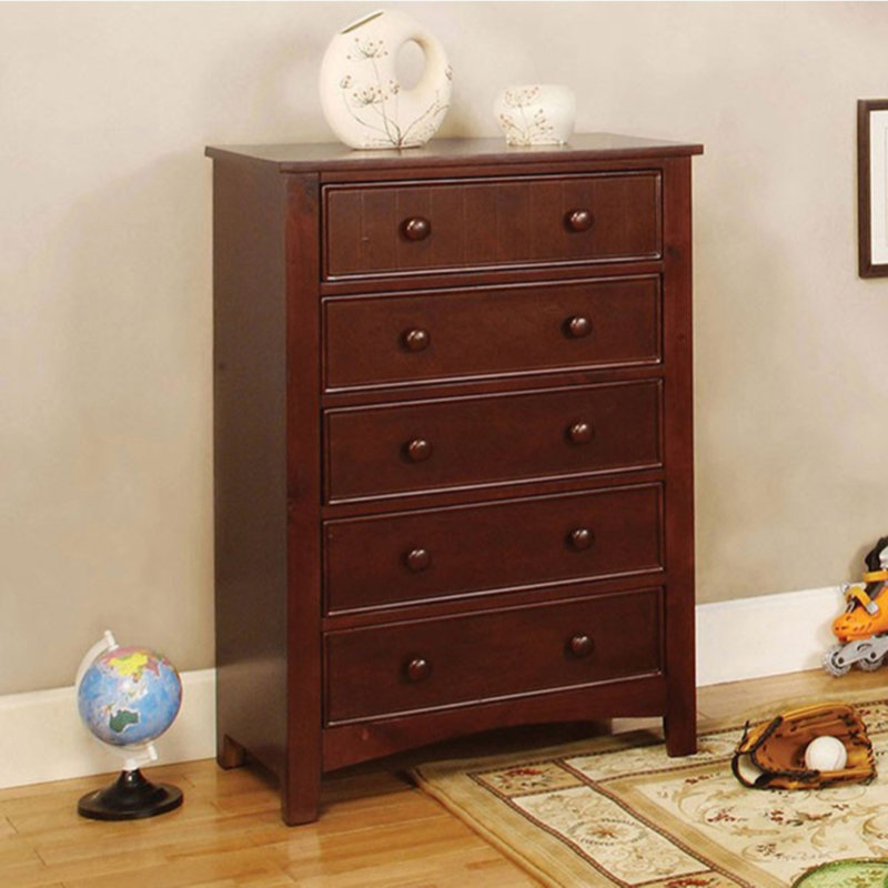 Commode 5 tiroirs Gabrialle, Cerisier