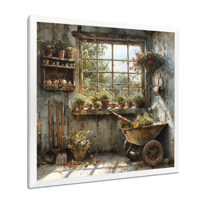 «Grey green a rustic charmante abri de jardin», reproduction sur toile, H 36 po x l 36 po