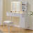 Modern Makeup Vanity Desk With LED Lights & Mirror, 4 Drawer Dressing Table Set With Stool, 3 Colors Dimmable Brightness, Space-Saving For Bedroom