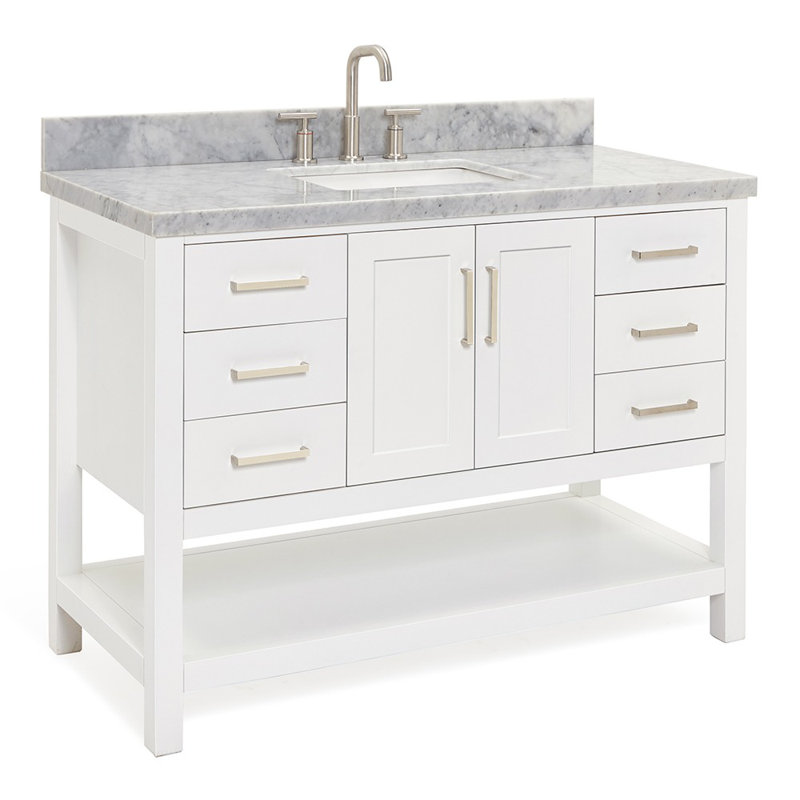 Magnolia Bath Vanity Oval Basin S049SCWOV, White, Rectangular