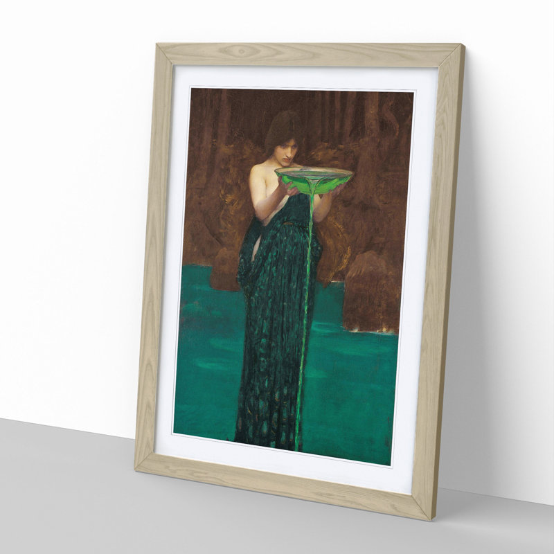 Circe Invidiosa by John William Waterhouse - Picture Frame Painting on MDF, Oak Framed, 65cm H x 48cm W x 2cm D