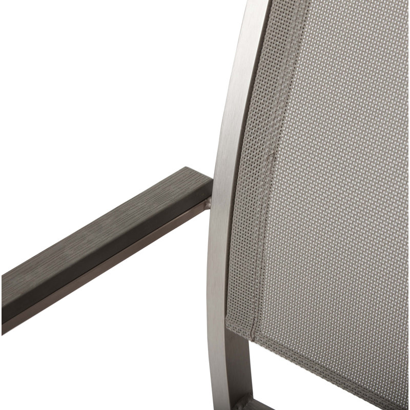 Pangea Home Aynura Modern Outdoor Aluminum Dining Chairs with Quick-Dry Mesh, Gray