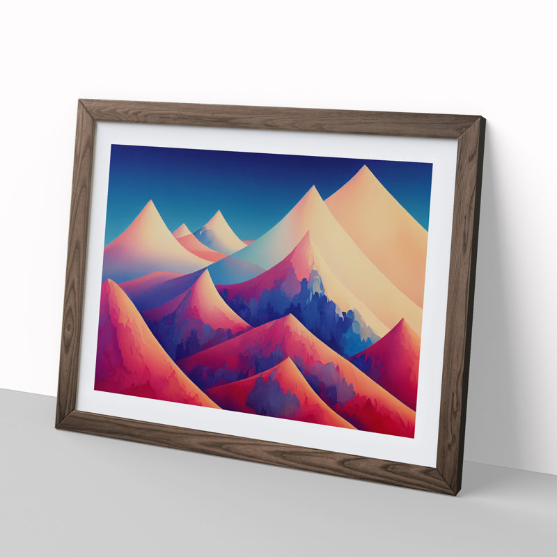 Dreamlike Abstract Mountains - Single Picture Frame Print, Walnut Framed, 46cm H x 64cm W x 2cm D