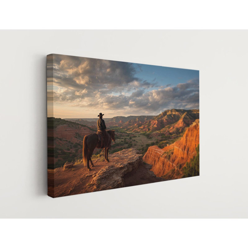 «Palo Duro Canyon Cowboy», reproduction d'art sur toile - Texas Ranch, H 24 po x l 36 po