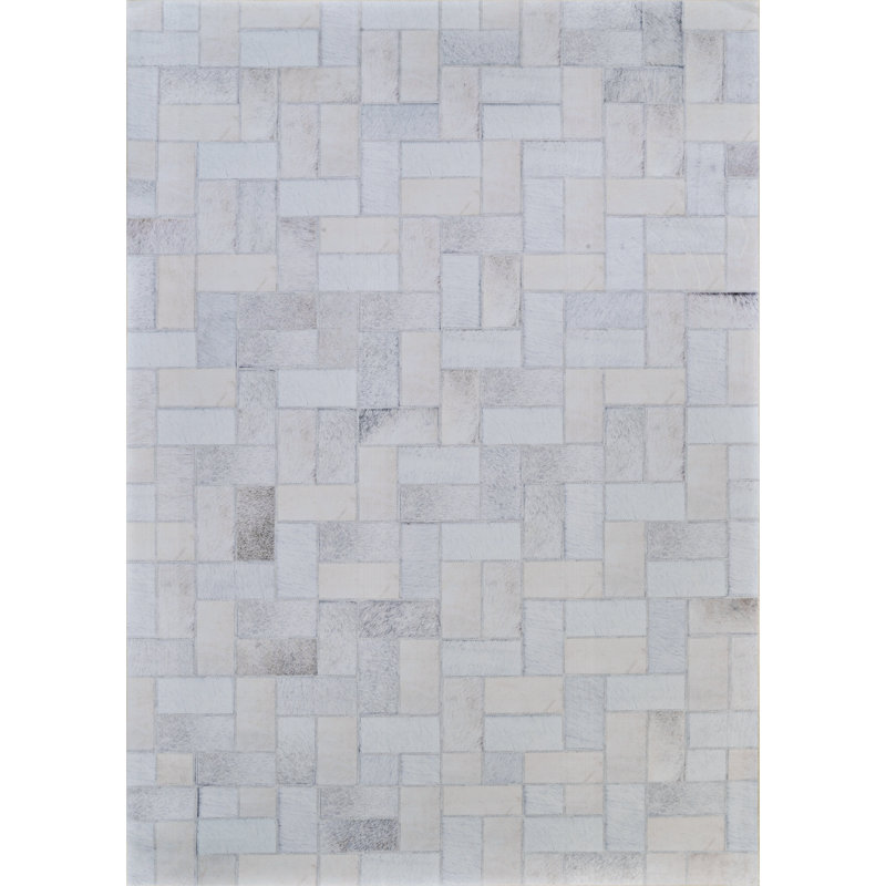 Tapis géométrique en polyester tissé à la main gris / brun, Rectangle 3 pi 9 po x 5 pi 5 po