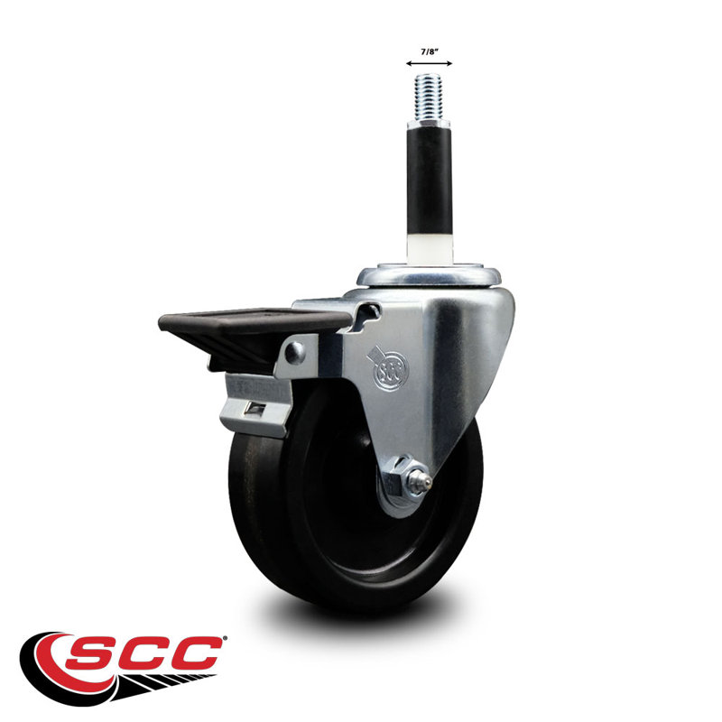 Phenolic Swivel Expanding Stem Caster with Brake SCC PLB 4" x 7/8"