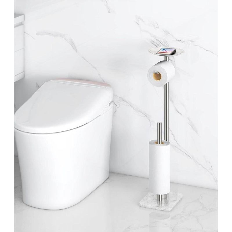Porte-papier hygiénique sur pied, Nickel brossé