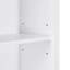 Armoire de rangement blanche avec quatre portes, tiroirs, tablette réglable et six tablettes ouvertes