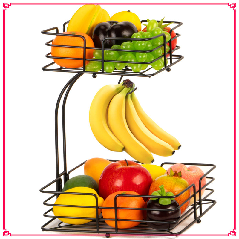 Prep & Savour Ashely Iron Fruit Bowl, Black