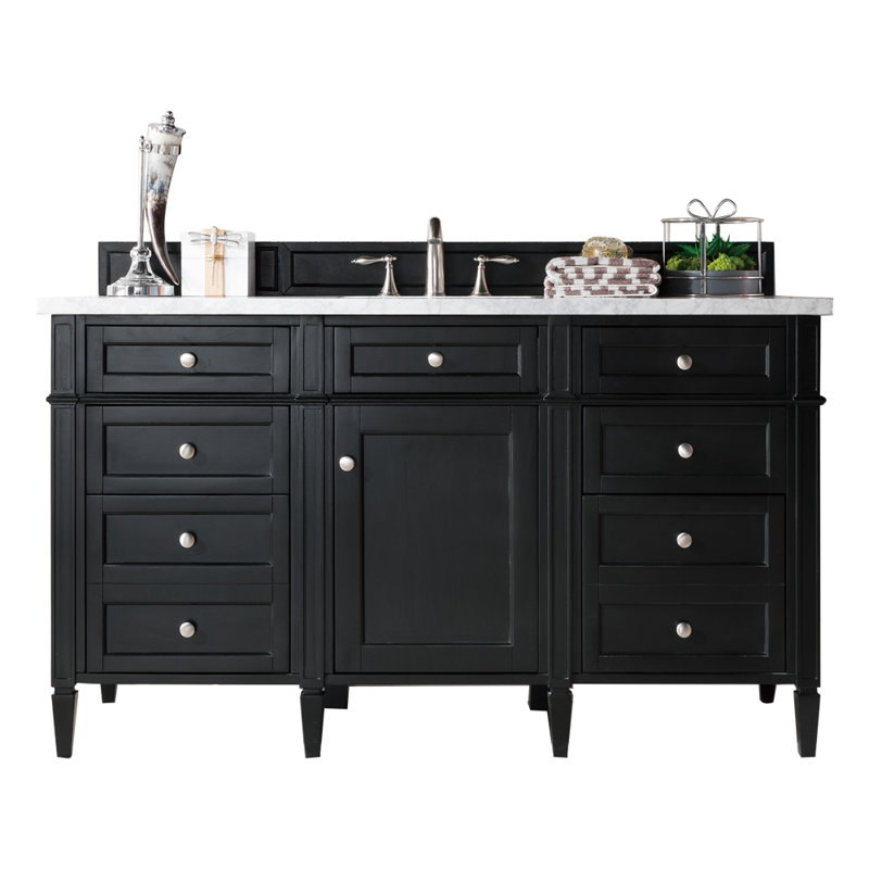 Brittany 60'' W Single Vanity, Eternal Jasmine Pearl, Black Onyx