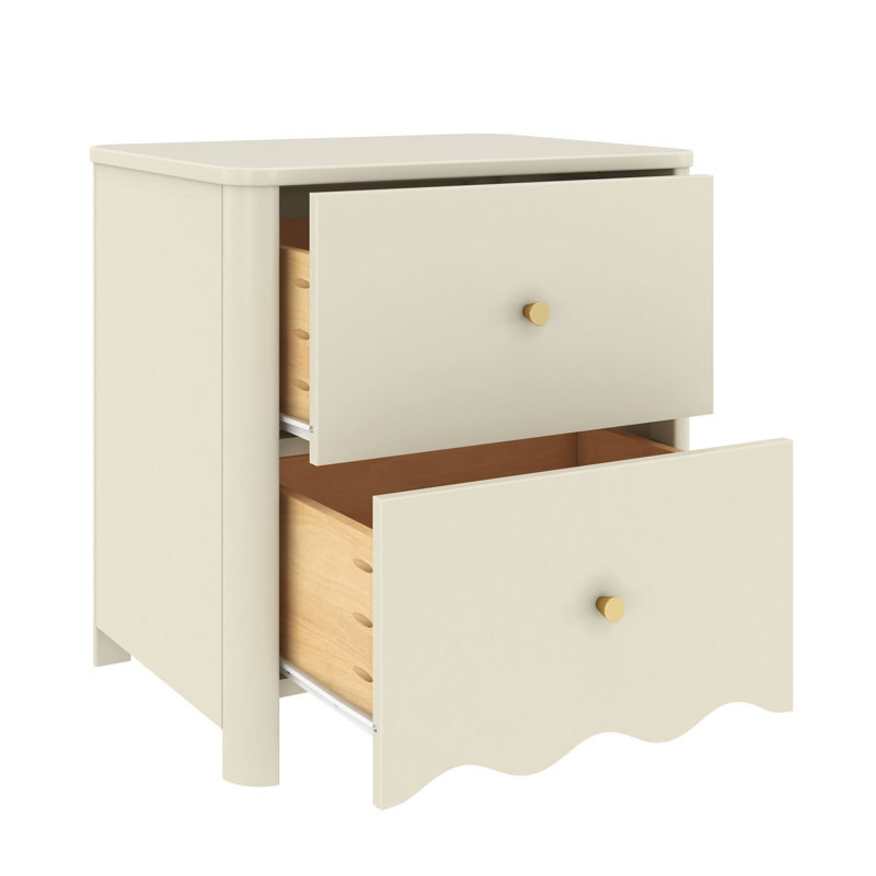 Table de chevet 2 tiroirs Setzer, Linen White