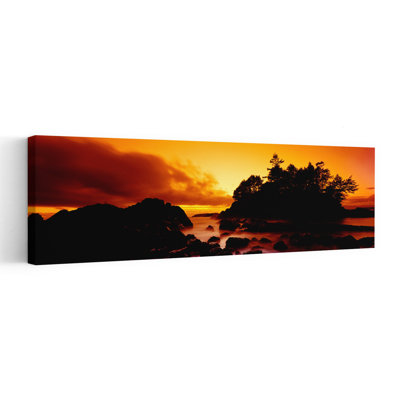 Silhouette Of Rocks And Trees At Sunset, Tofino, Vancouver Island, British Columbia, Canada Tranquil Abstract Contemporary Nature Ocean Wall Art