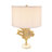Elegant Leaf Design Table Lamp With Marble Base And Soft Fabric Shade