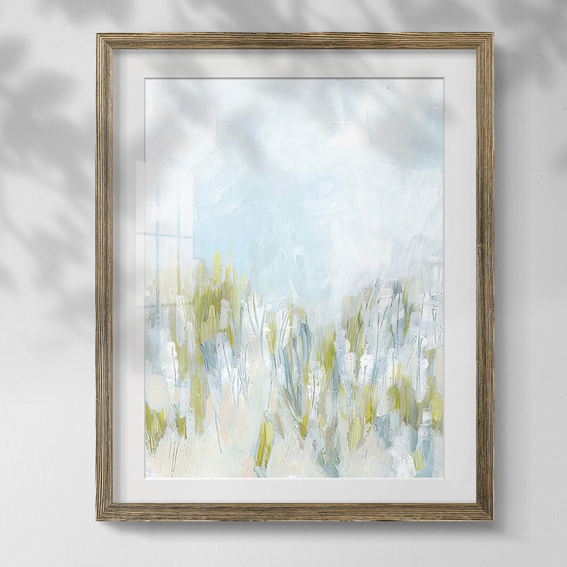 Indigo Swash II, reproduction encadrée, Blanc, Papier avec cadre noyer