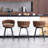 24" Counter Height Bar Stools Set of 6 - 360° Swivel with Suede Fabric & Modern Woven Design, Backrest & Footrest for Kitchen Cafe Pub-1041474362