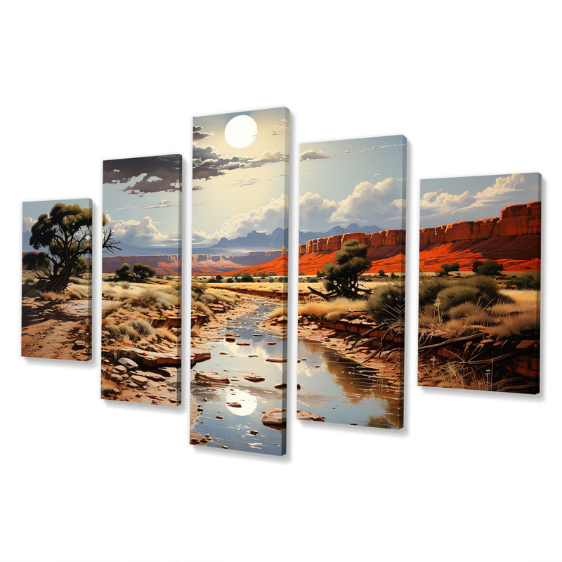 «Moonlit Sunset On Canyon Landscape I - Canyon & Desert», art mural multipanel