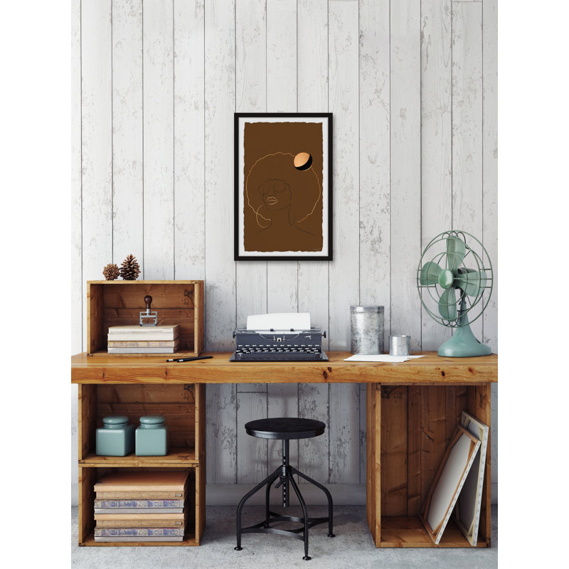 Cool Afro Outline 1 Piece Single Picture Frame Wall Art, 45cm H x 38cm W