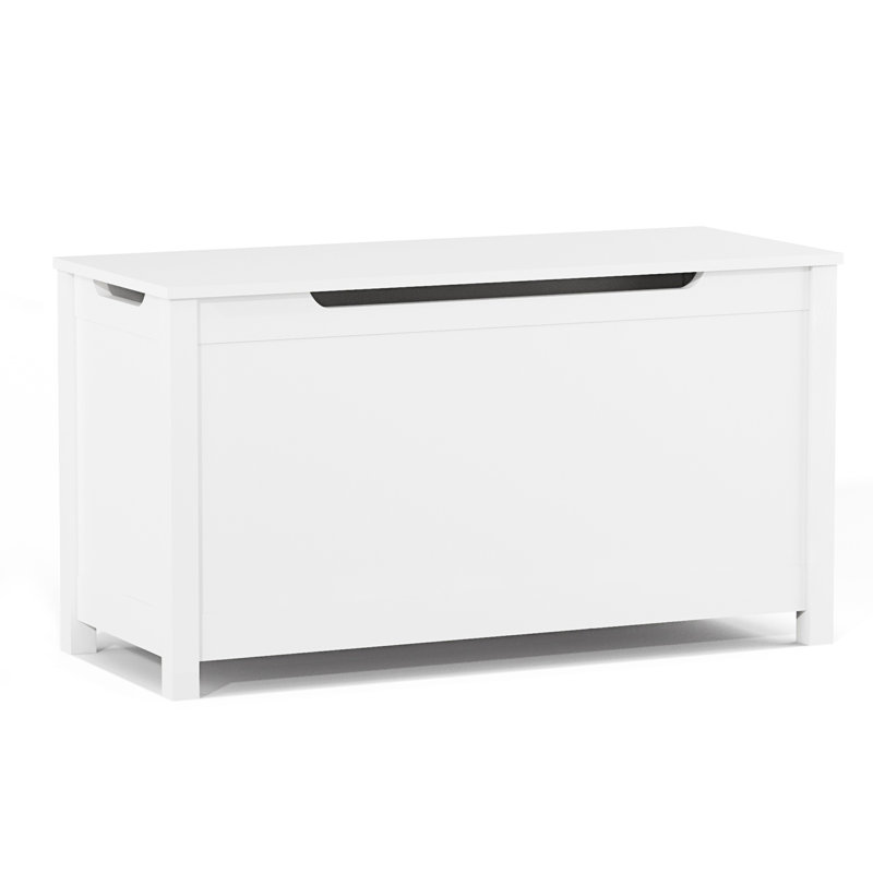 Rangement pour coffre à jouets avec couvercle à charnières de sécurité, armoire d'entrée, Blanc