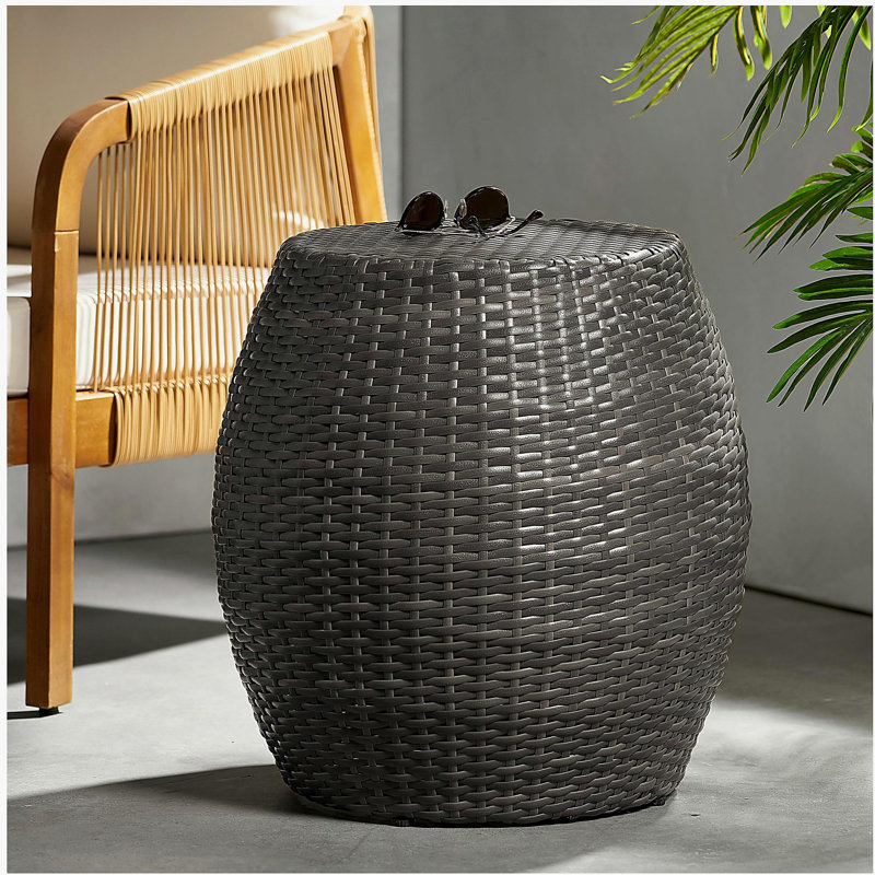 Table d'appoint d'extérieur en osier pour terrasse 14,00 "