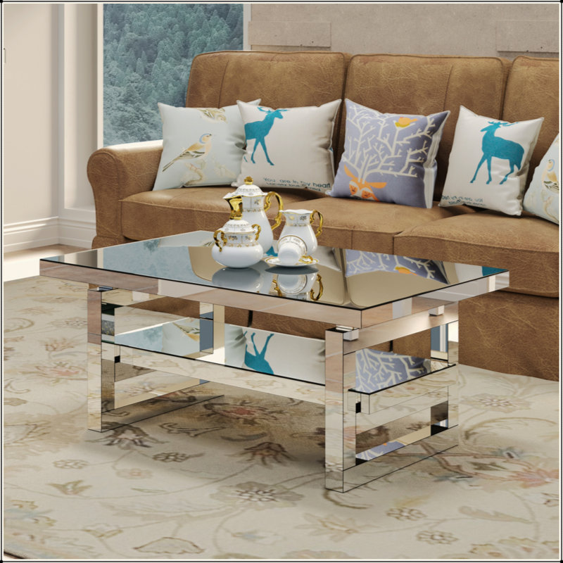 Table basse moderne de luxe avec table basse en verre trempé et salon