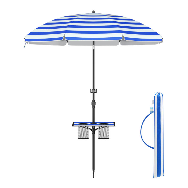 11cm Beach Parasol, Blue Striped