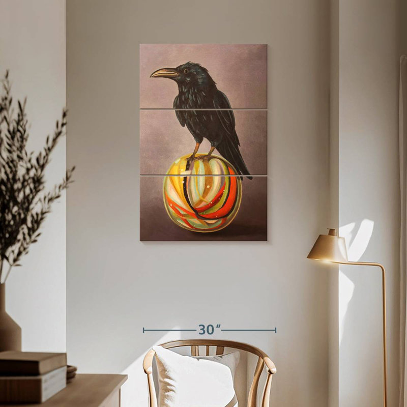 Brampt Crow On A Marble, 57" H x 36" W
