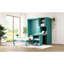 Lit simple bleu sarcelle rotatif avec plan de rangement pour bibliothèque, solution de rangement pour armoire supérieure, surface de travail escamotable et compartiments latéraux à l'ombre, bibliothèque intégrée, boîte dissimulée intégrée, zone extensible
