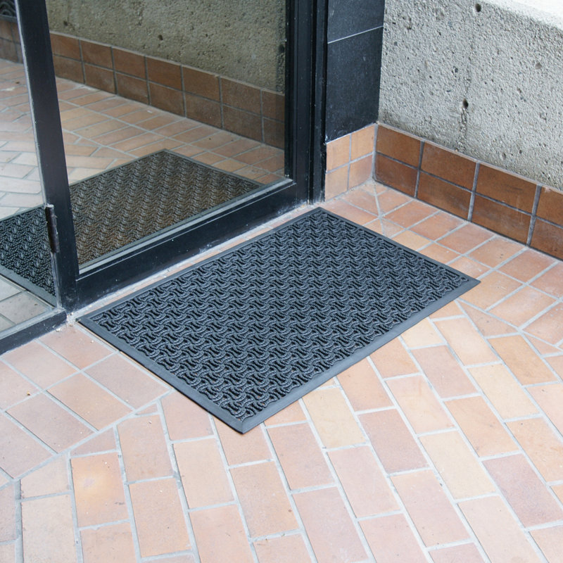 Rubber-Cal "Dura-Scraper Drainage" Commercial Door Mat - Black, 36" W x 60" L