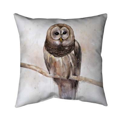 Barred owl - 26"x26" Throw pillow cover - Poly twill - Print on demand
