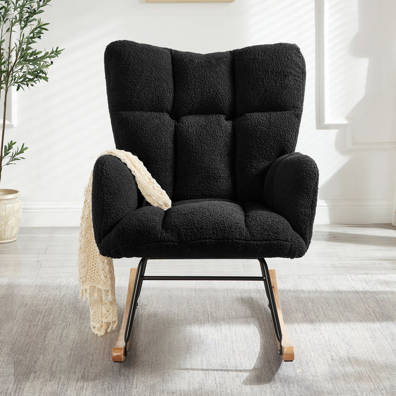 Chaise berçante rembourrée Teddy, Noir