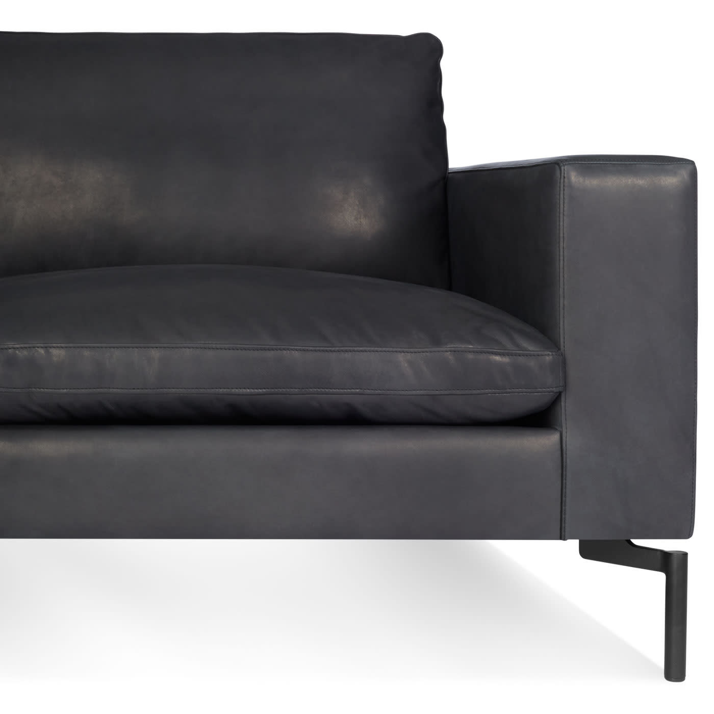 New Standard Upholstered Chaise L-Sectional, Left Hand Facing, Granite Leather