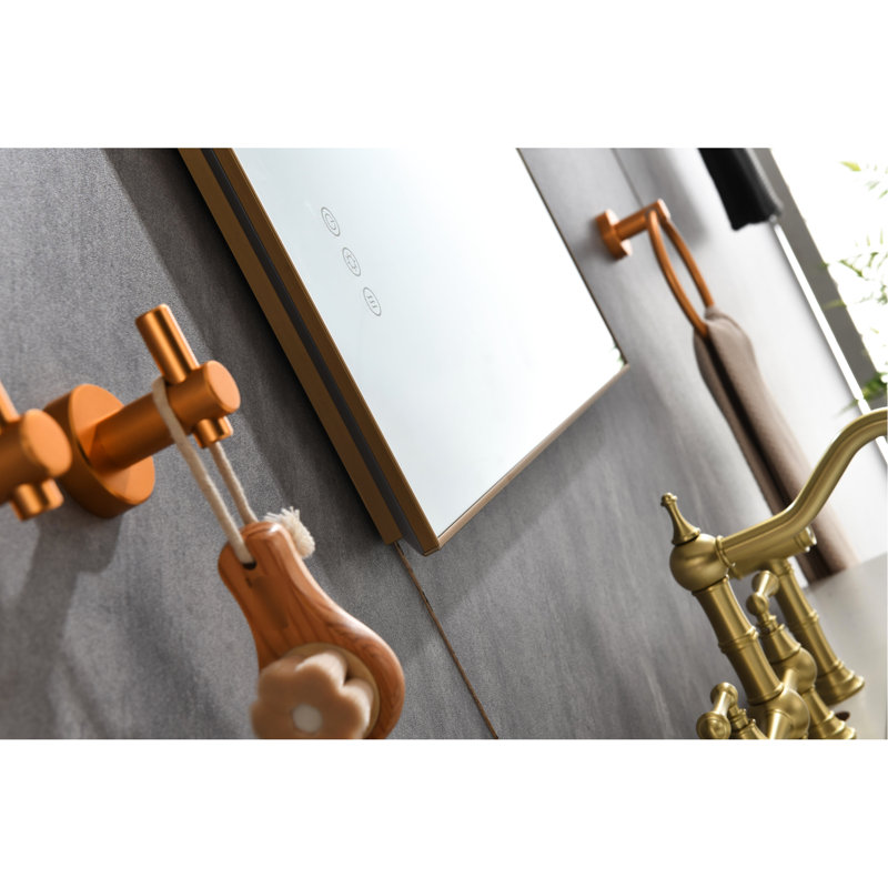 Grand miroir de meuble-lavabo mural 42 po x 24 po à fixation murale avec dossier, brouillard, fonction mémoire, éclairage multiple, intensité variable, température de couleur réglable pour le maquillage, les soins de la peau, le rasage