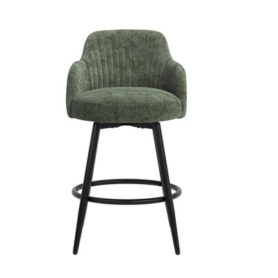 Tabouret de comptoir pivotant Kepler 26"H rembourré avec pieds en métal, design capitonné (ensemble de 4)