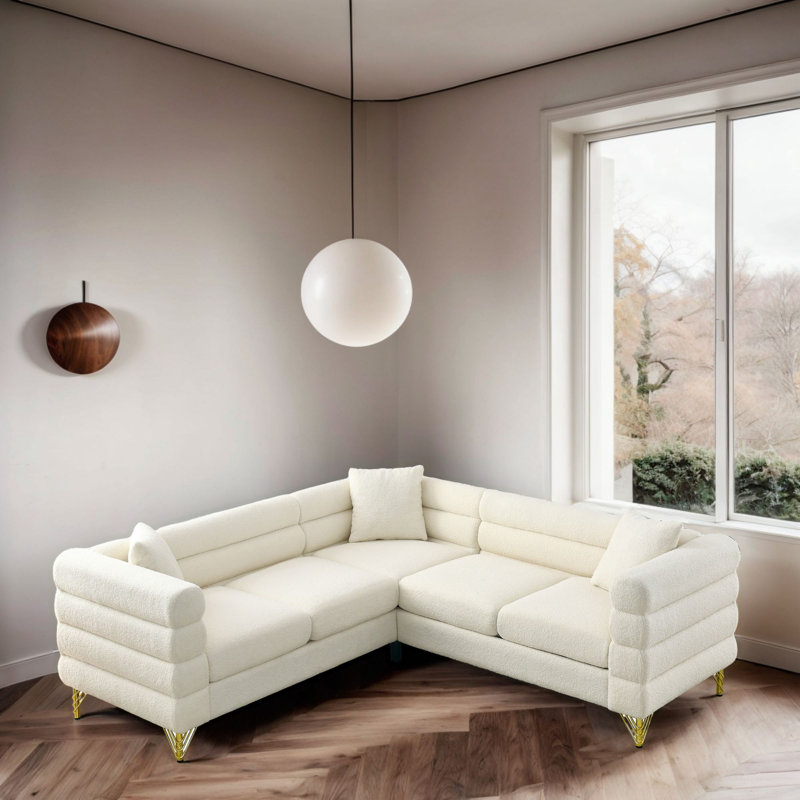 Canapé modulaire rembourré 3 pièces AUFW834S00105, Mélange de polyester blanc